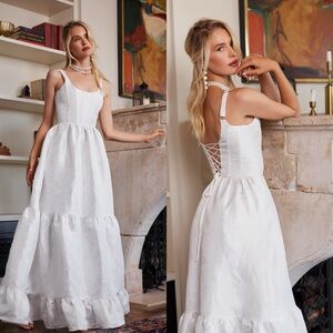 NWT V. Chapman | The Avery Dress in White Windsor Brocade